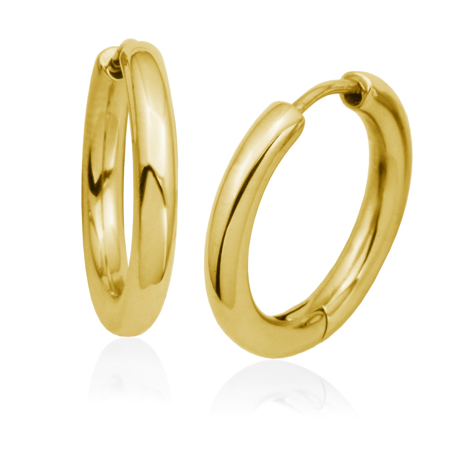 Gold Ion-Plated Stainless Steel 20mm High-Polish Huggie Hoop Earrings