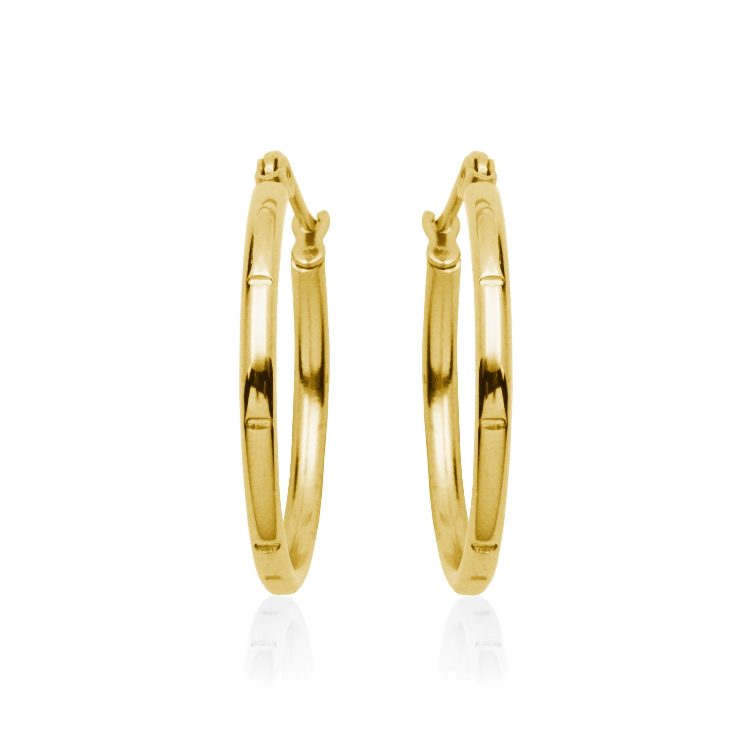 Gold Ion-Plated Stainless Steel 25mm Grooved Hoop Earrings