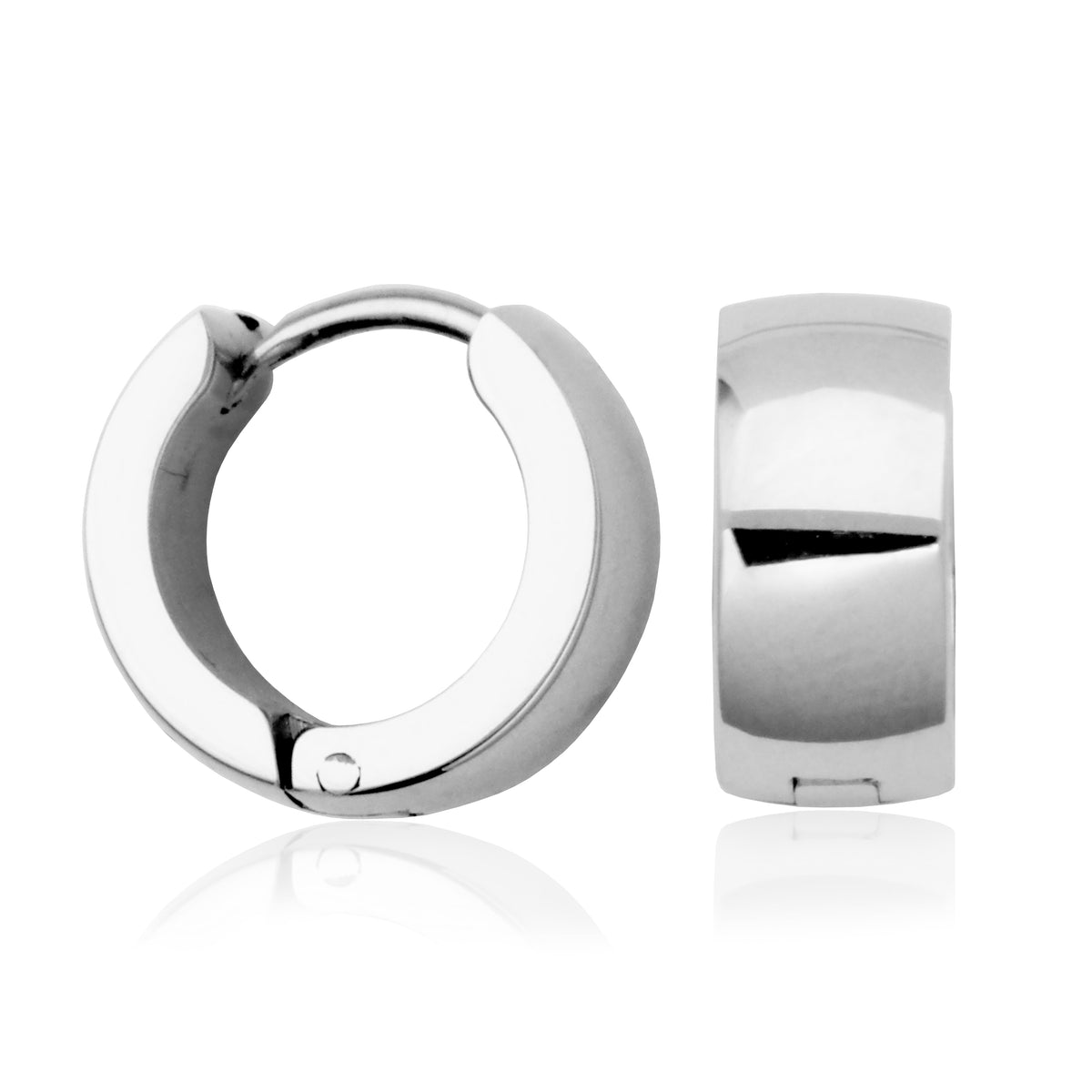 High-Polish Dome 13mm Huggie Hoop Earrings