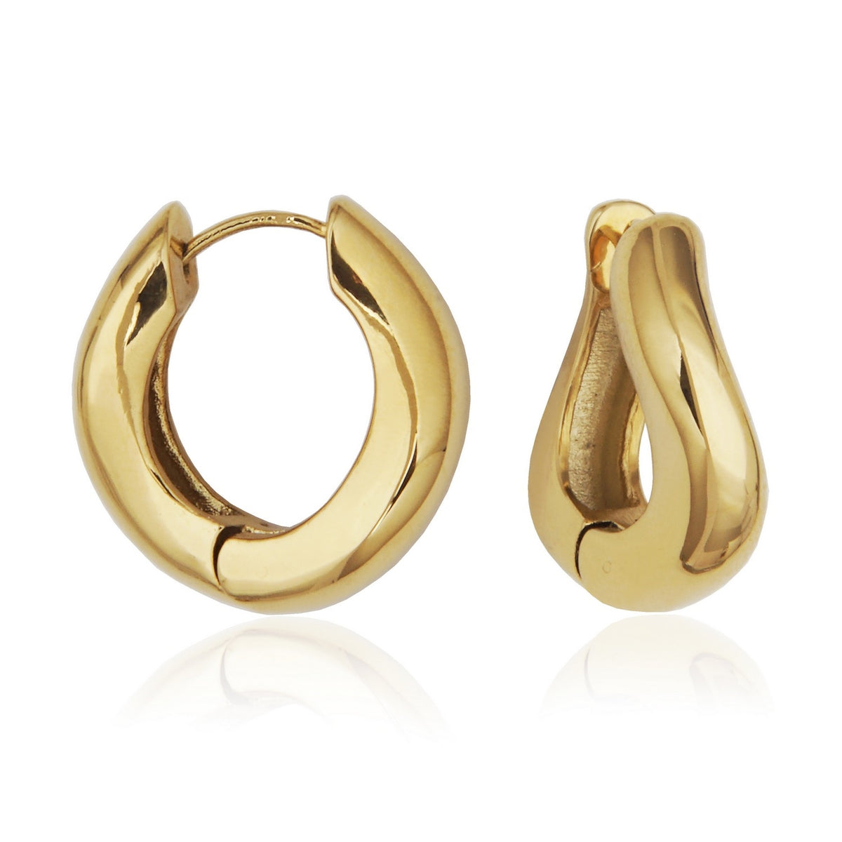 Puffy, Wave 23mm Hoop Earrings, GP