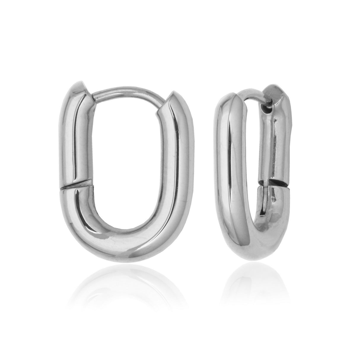 Oval Tube Huggie Hoop Earrings, 16mm