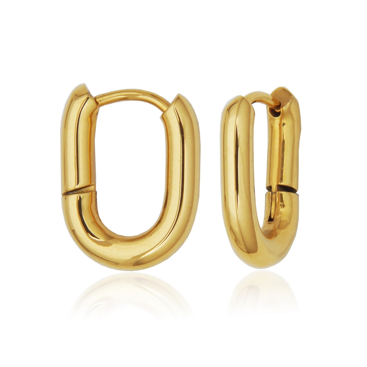Oval Tube Huggie Hoop Earrings, 16mm