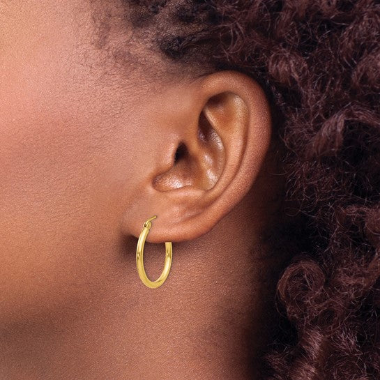 14K 20MM Polished Tube Hoop Earrings