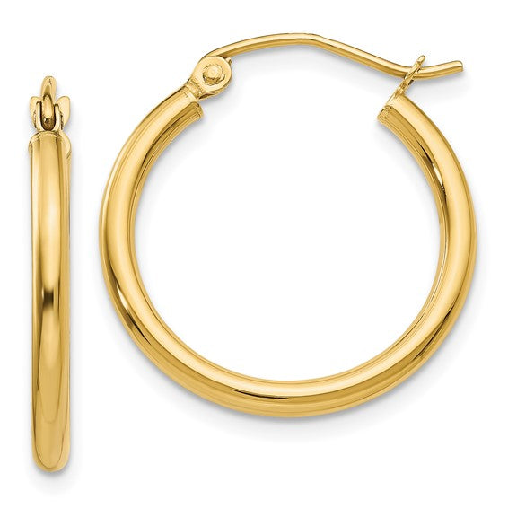 14K 20MM Polished Tube Hoop Earrings