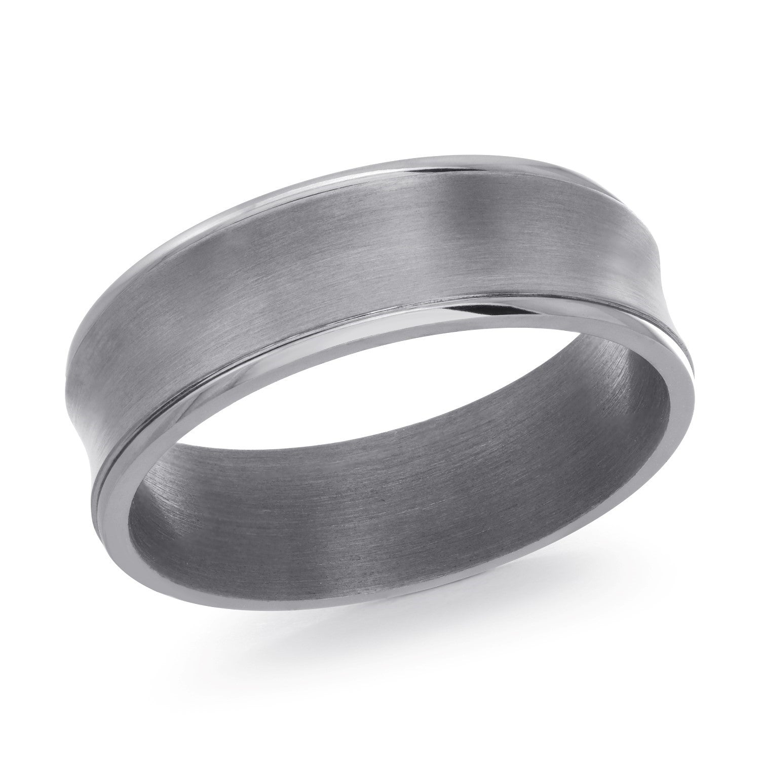 Comfort Fit Tantalum 7MM Wedding Band with Concave Satin Finish and Polished Edges