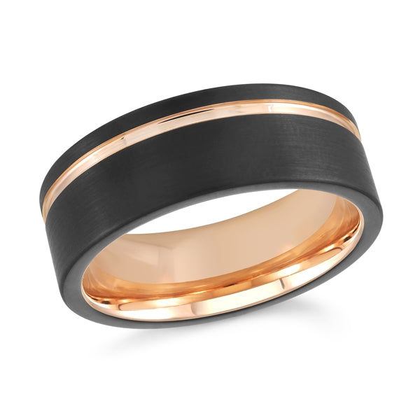 Tungsten black band with rose