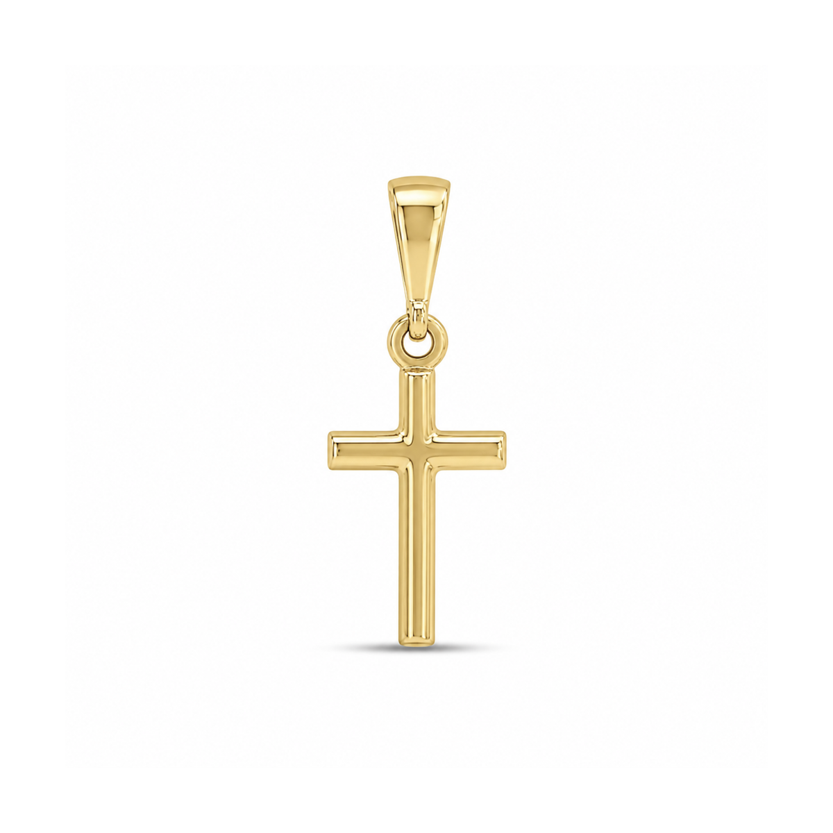 10k Yellow Gold 15mm Small Tube Cross Pendant