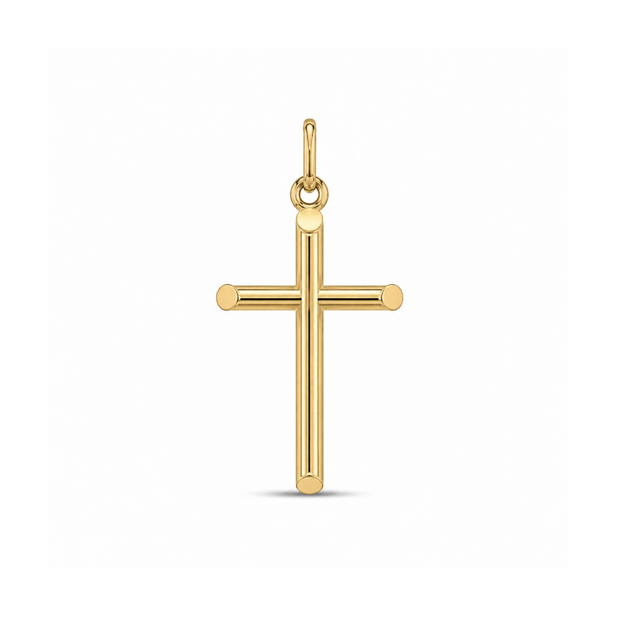 10k Yellow Gold 31mm Polished Tube Cross Pendant