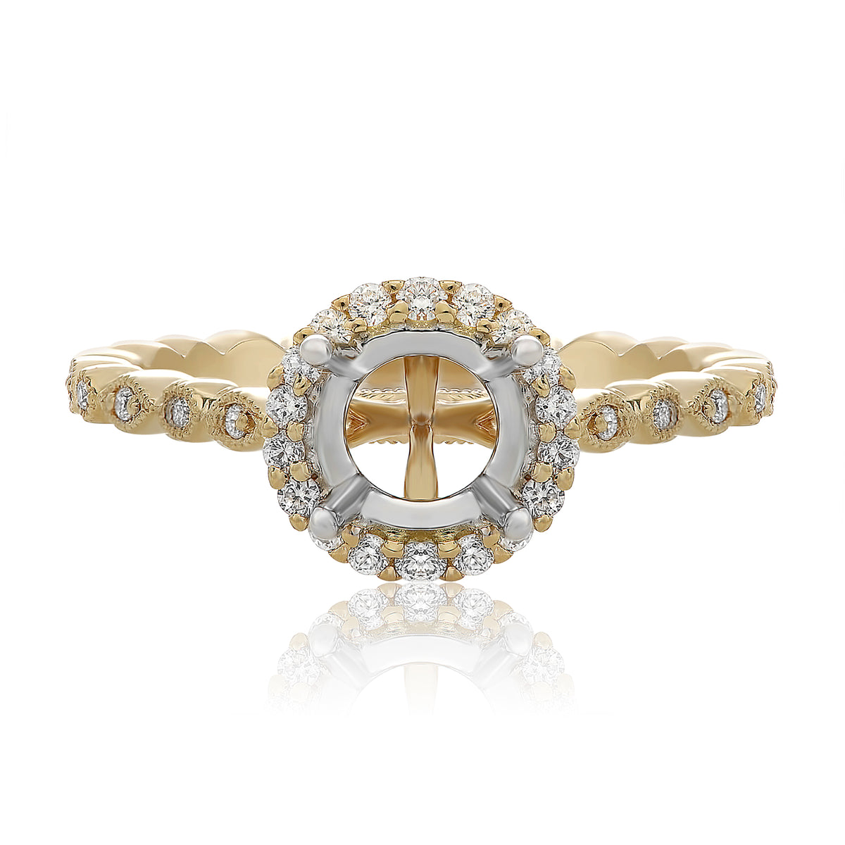 14K Halo Engagement Ring Mount