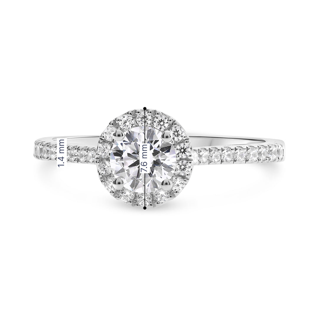 14kw 0.56ct LG Round Cut Halo Engagement Ring 0.82tdw