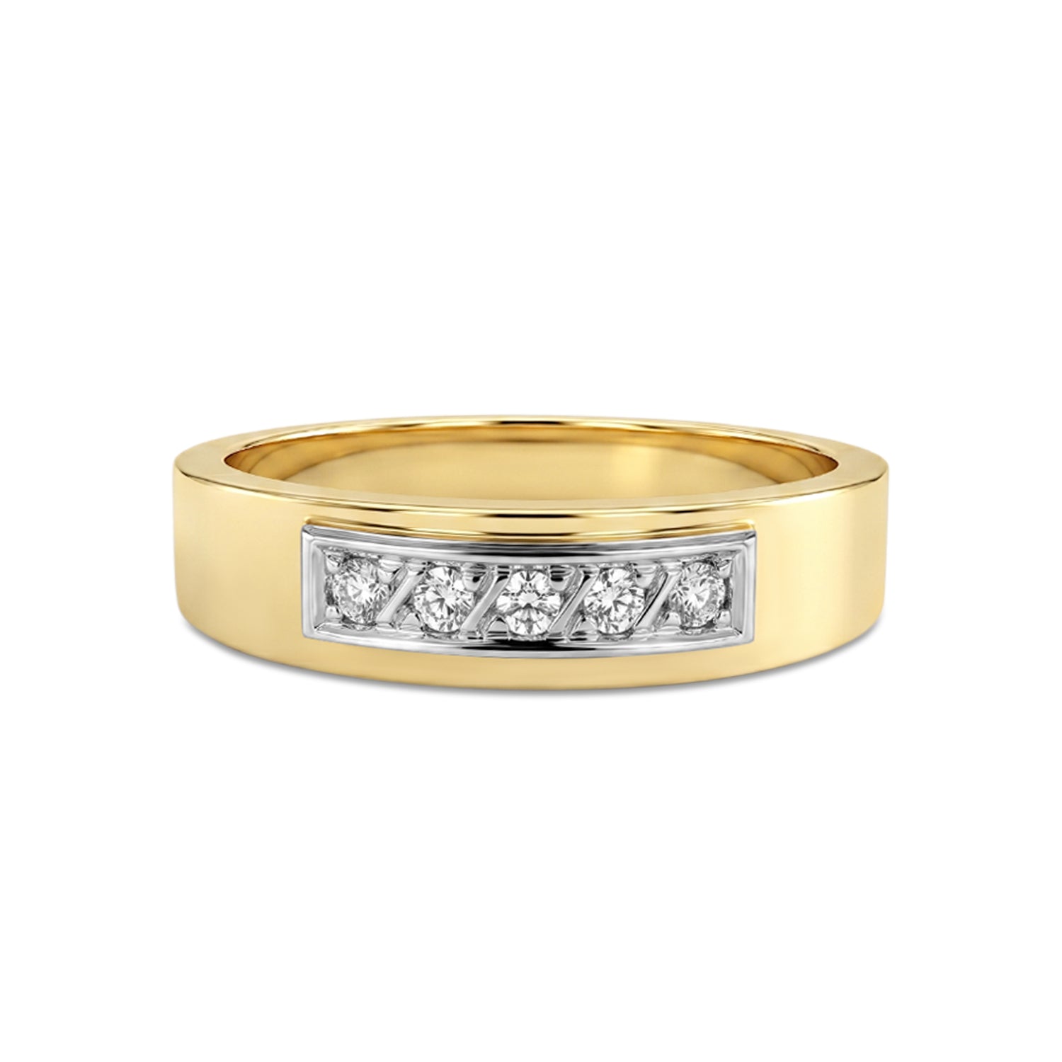 Ladies 10k Yellow Gold 0.05tdw Diamond Wedding Band