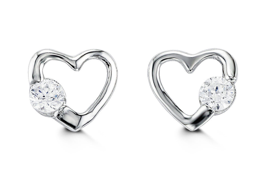 10K Heart Stud Earrings