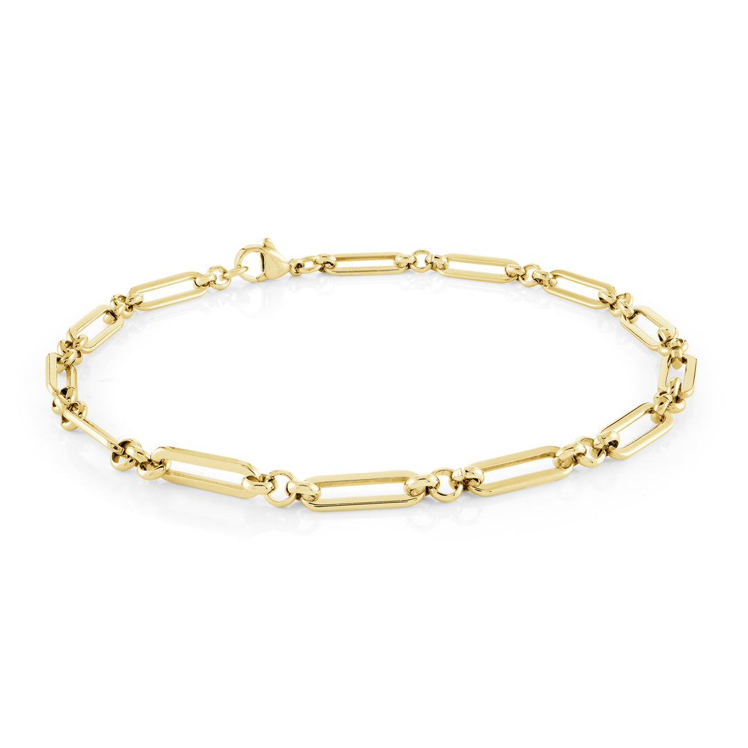 Stainless Steel Gold Plated Paperclip Anklet.