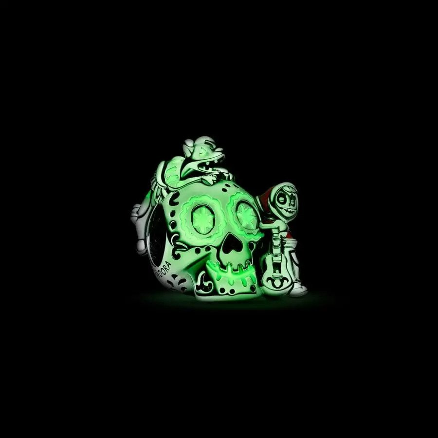 Pandora Disney Pixar Coco Miguel & Dante Skull Glow-in-the-dark Charm