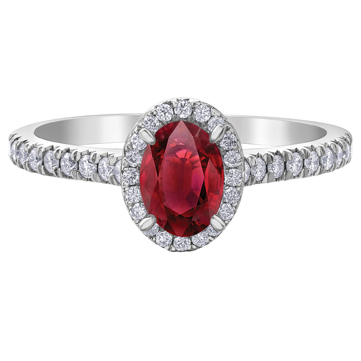 10K Ruby & Diamond Halo Ring
