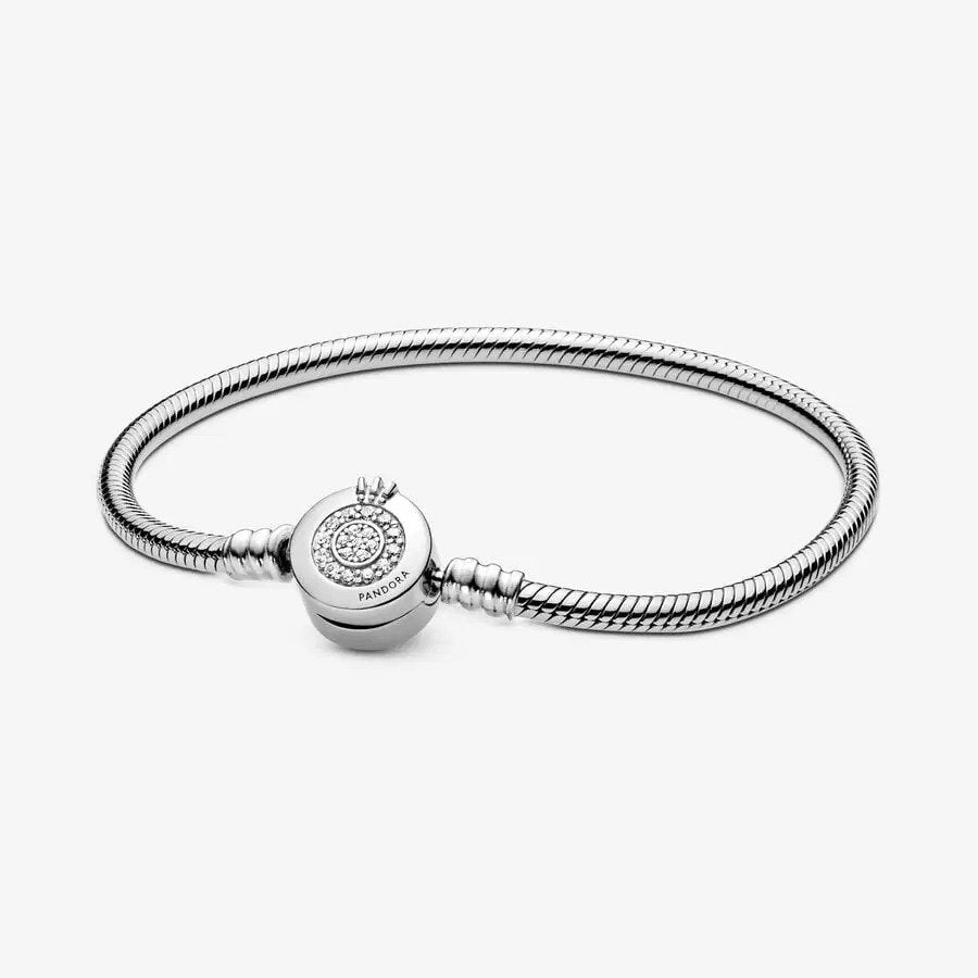 Pandora Moments Sparkling Crown O Snake Chain Bracelet, 7.5"