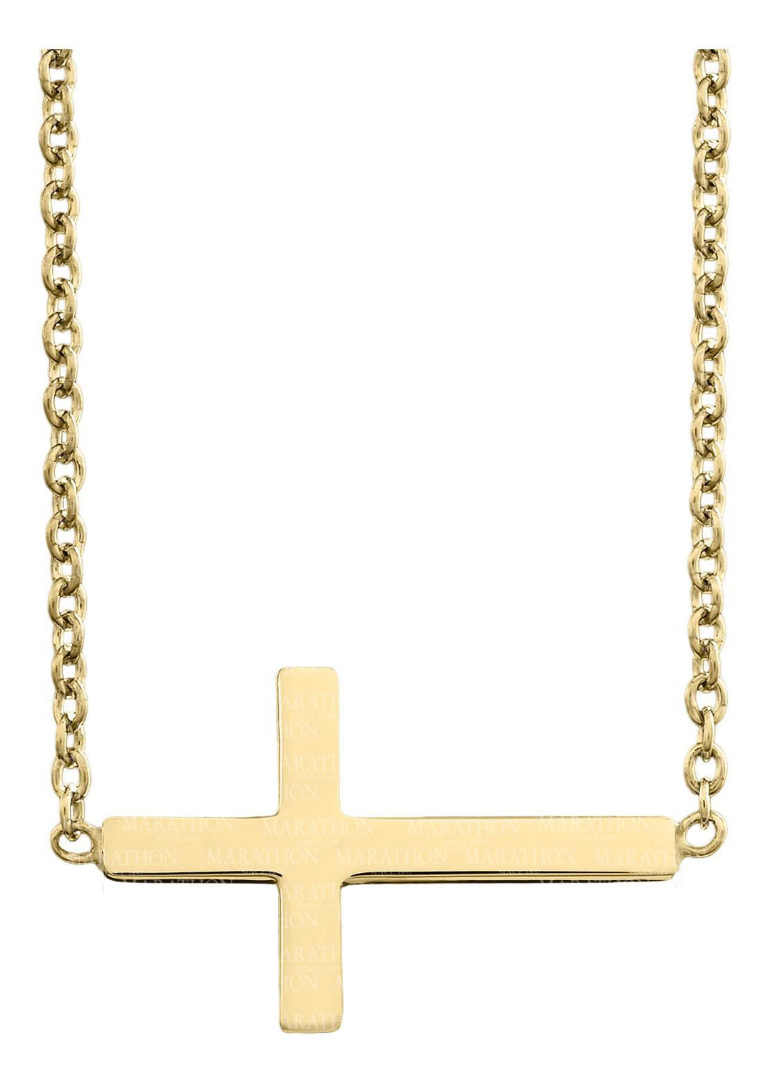 Gold Filled Sideways Cross Pendant - 18"
