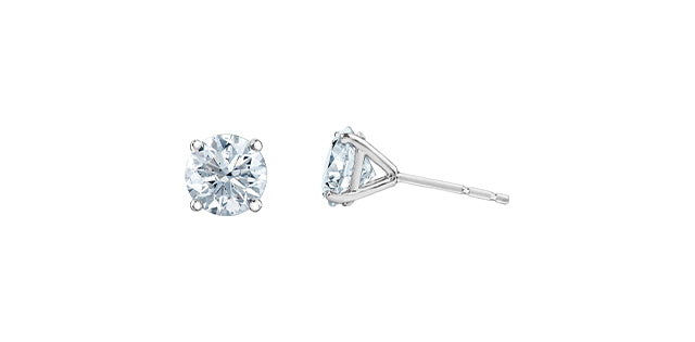 14 Karat Diamond Stud Earrings, 1.00 TDW