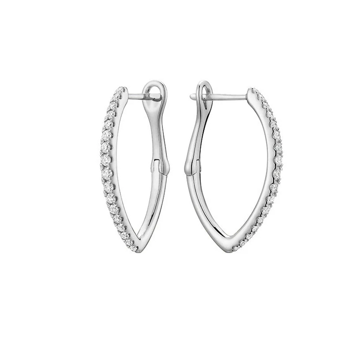 14k Gold V-Shaped Diamond Hoop Earrings. 0.50tdw