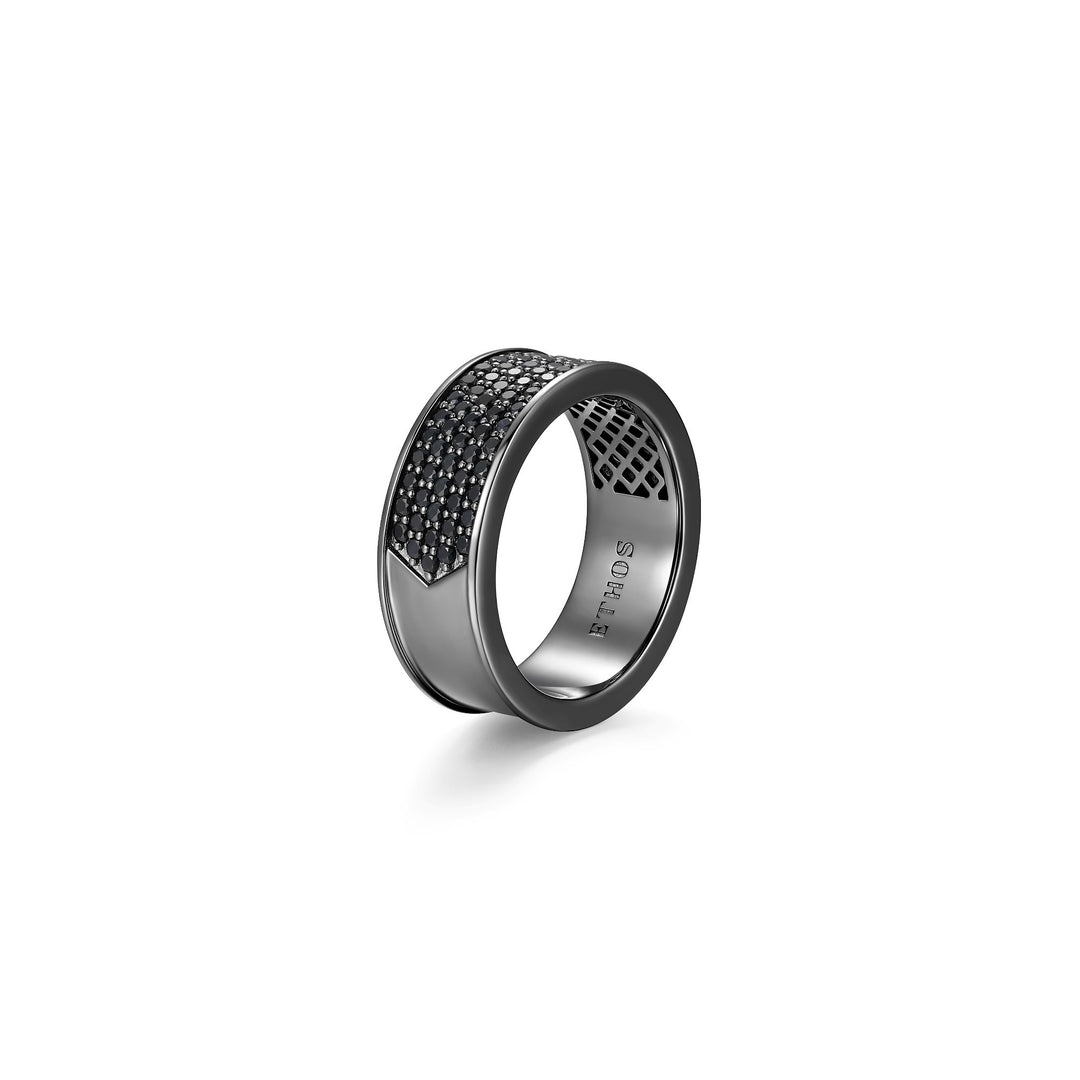 ETHOS "Black Ice" Silver Black Sapphires Ring.