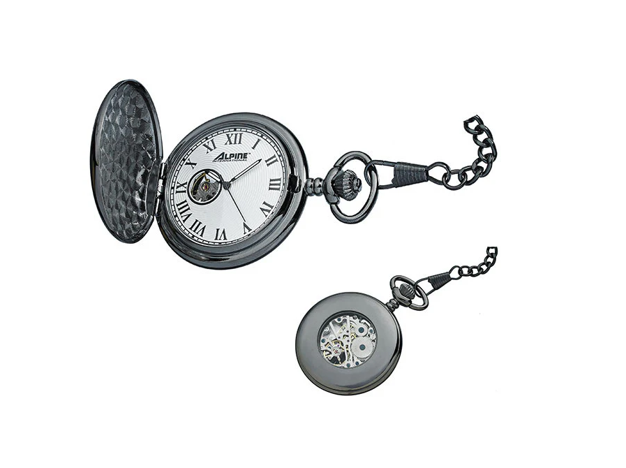 Gun Metal Mechanical Pocket Watch