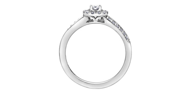 10 Karat Halo Engagement Ring, 0.10 CT Center