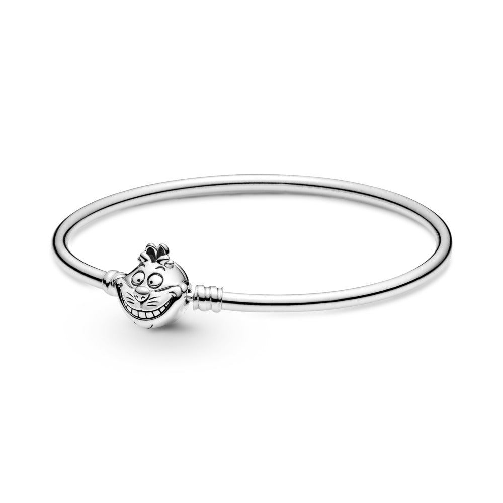 FINAL SALE- Pandora Disney Alice in Wonderland Cheshire Cat Clasp Pandora Moments Bangle, size 7.5"