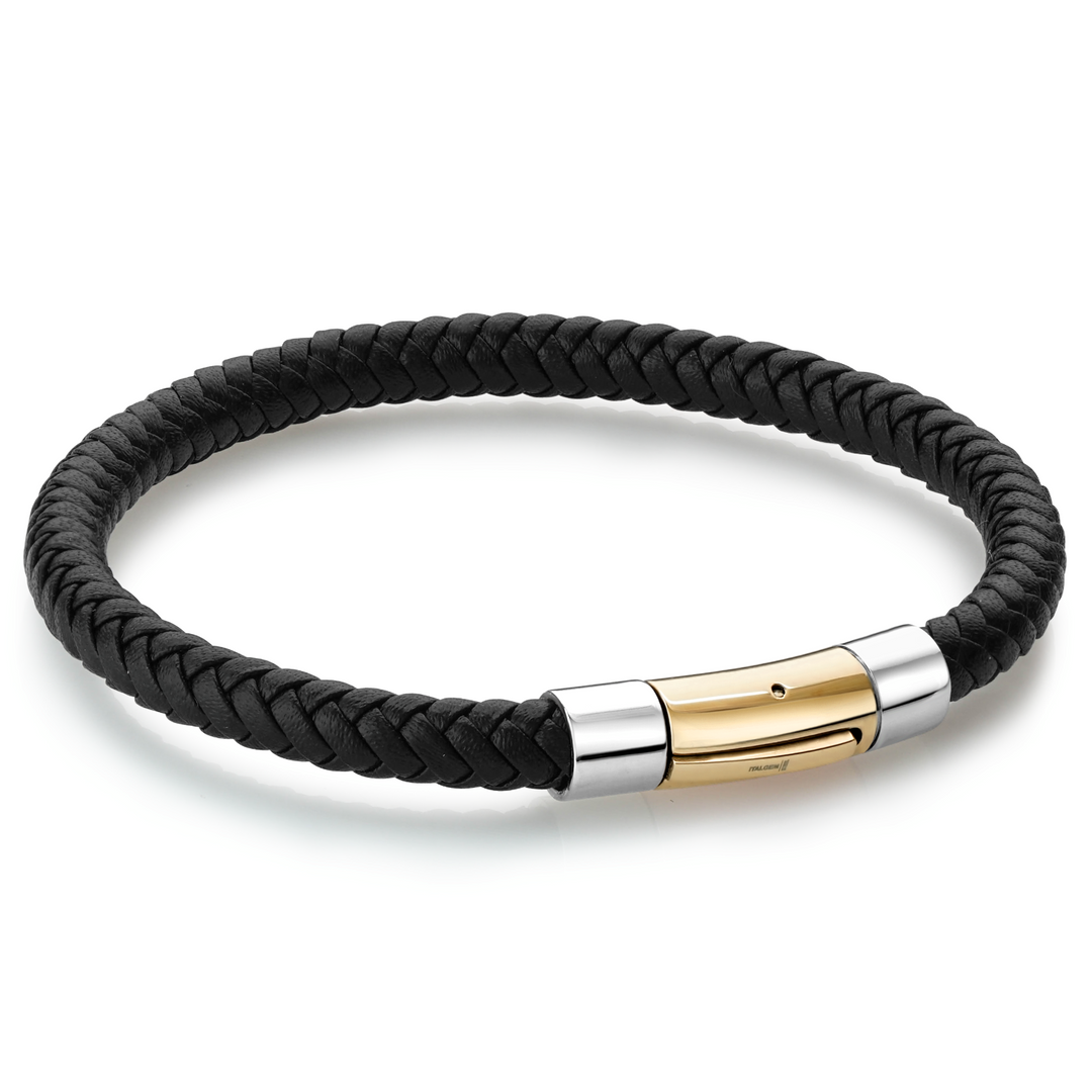 Italgem Leather & Steel Bracelet, 7.5"