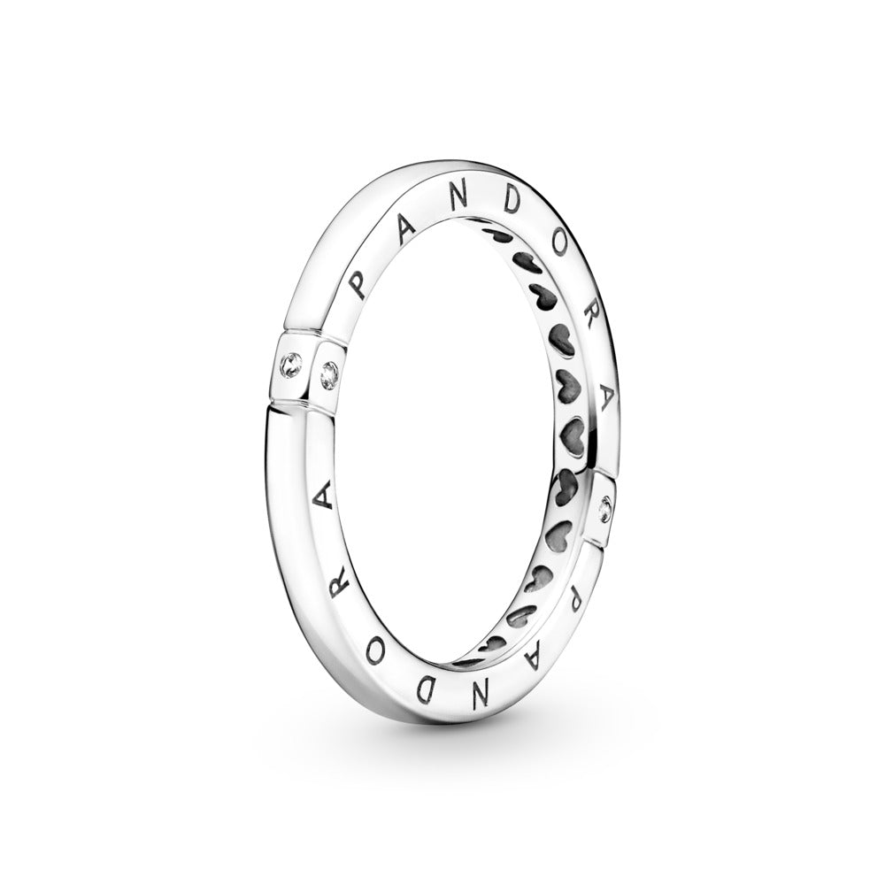 RETIRED - FINAL SALE  Pandora Logo & Hearts Ring, size 4.5