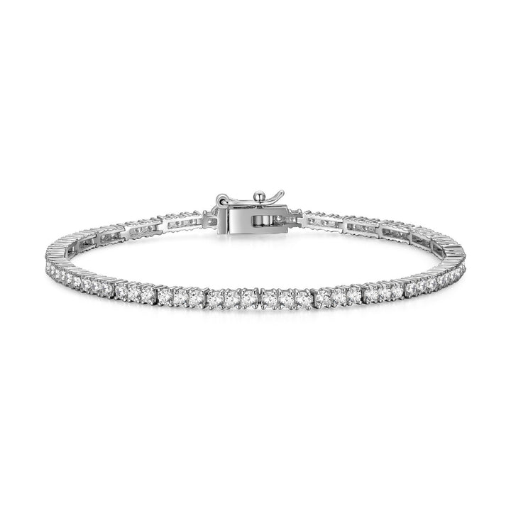 2.5MM CZ & Silver Tennis Bracelet, 6.75"