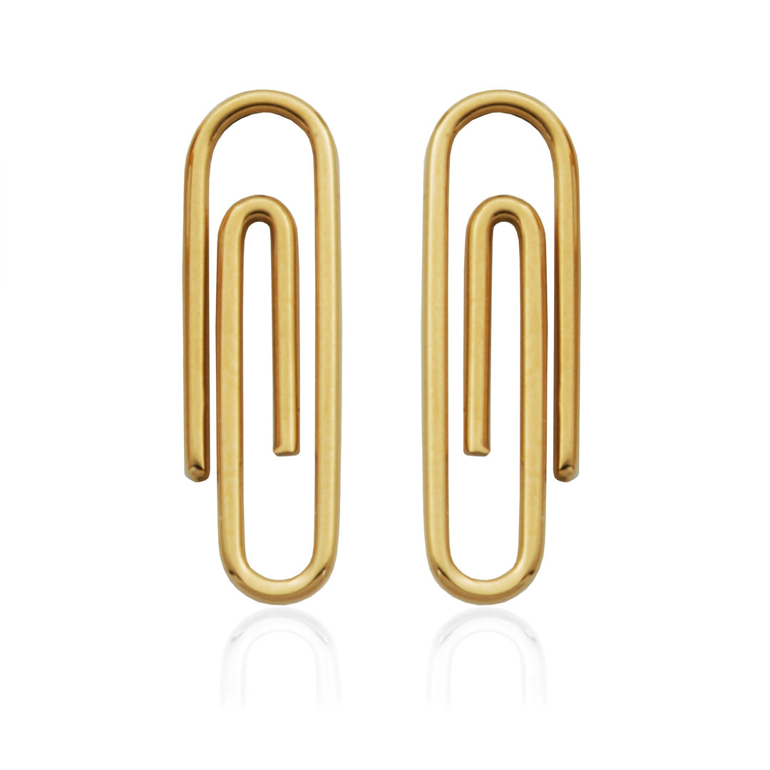 SteelX Gold Tone Paperclip Earrings