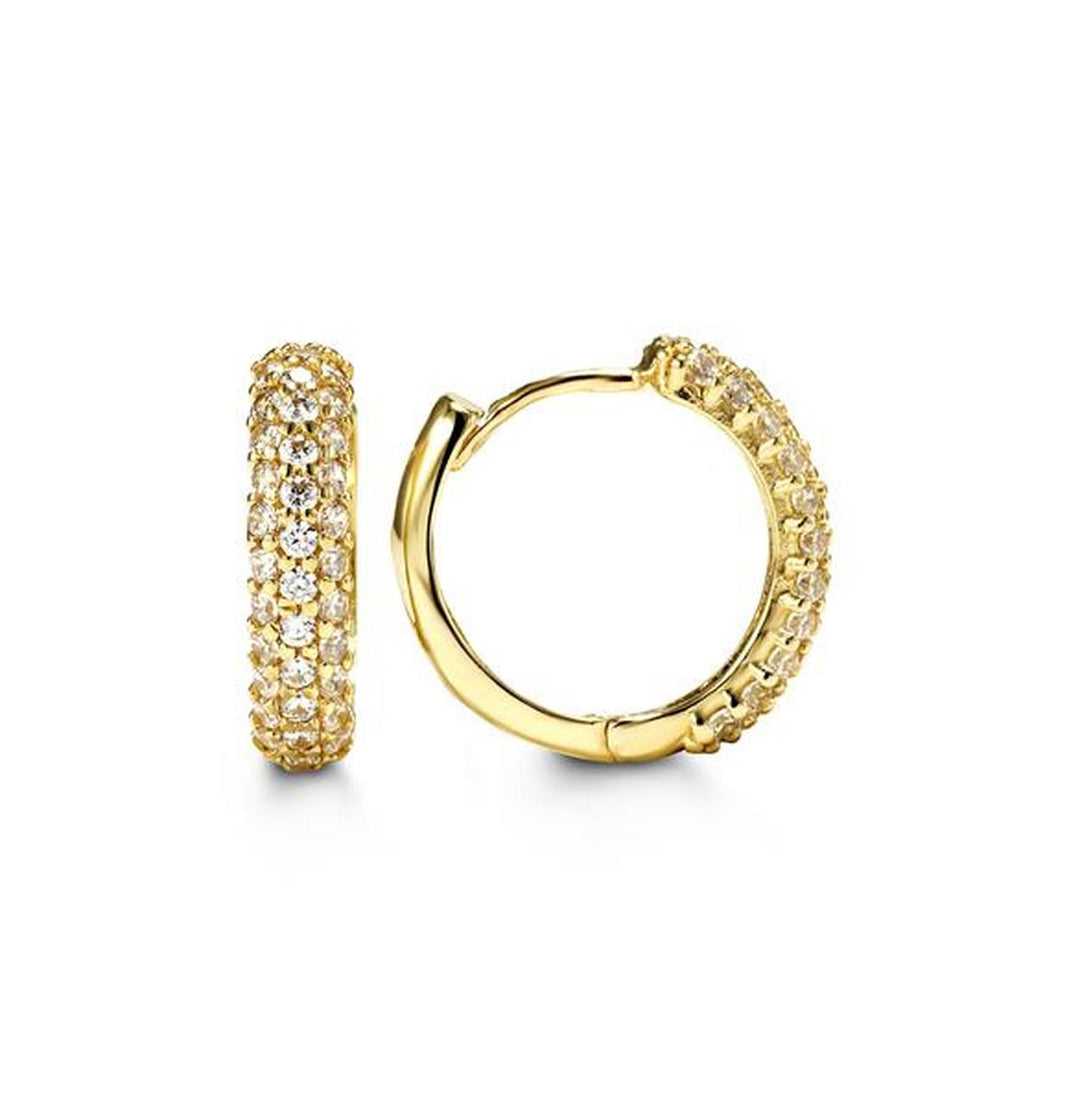 10K Pavé CZ Huggie Hoops