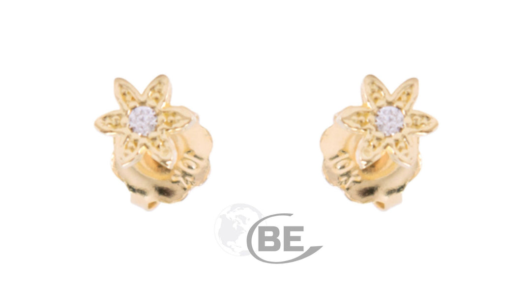 10KY Flower Baby Screw Back Earrings