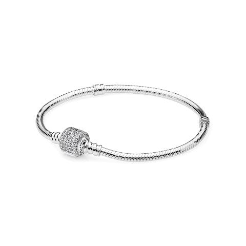 Pandora Moments Sparkling Pavé Clasp Snake Chain Bracelet, 7.9"