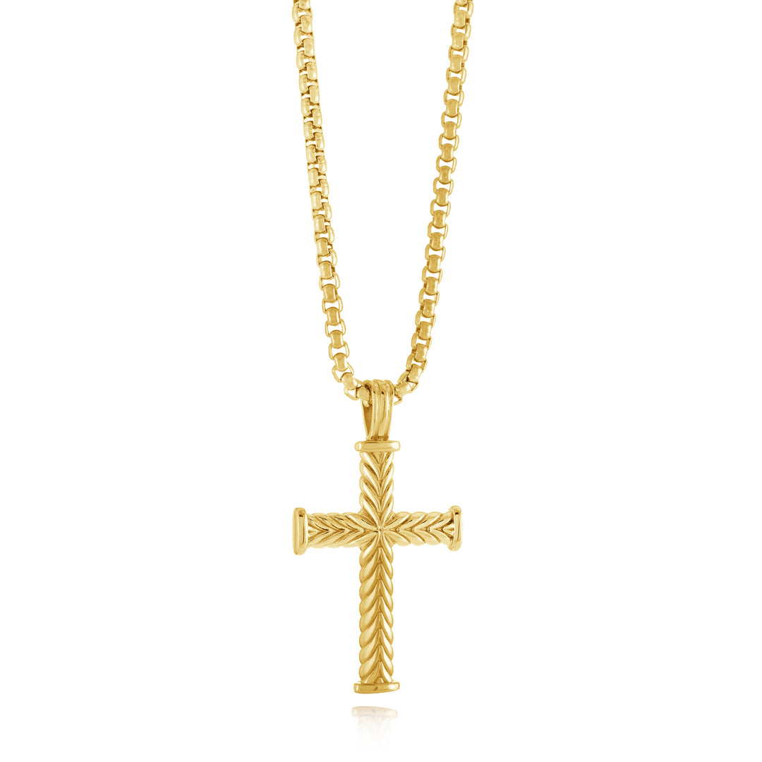 Stainless Steel Gold Plated Cross Necklace.