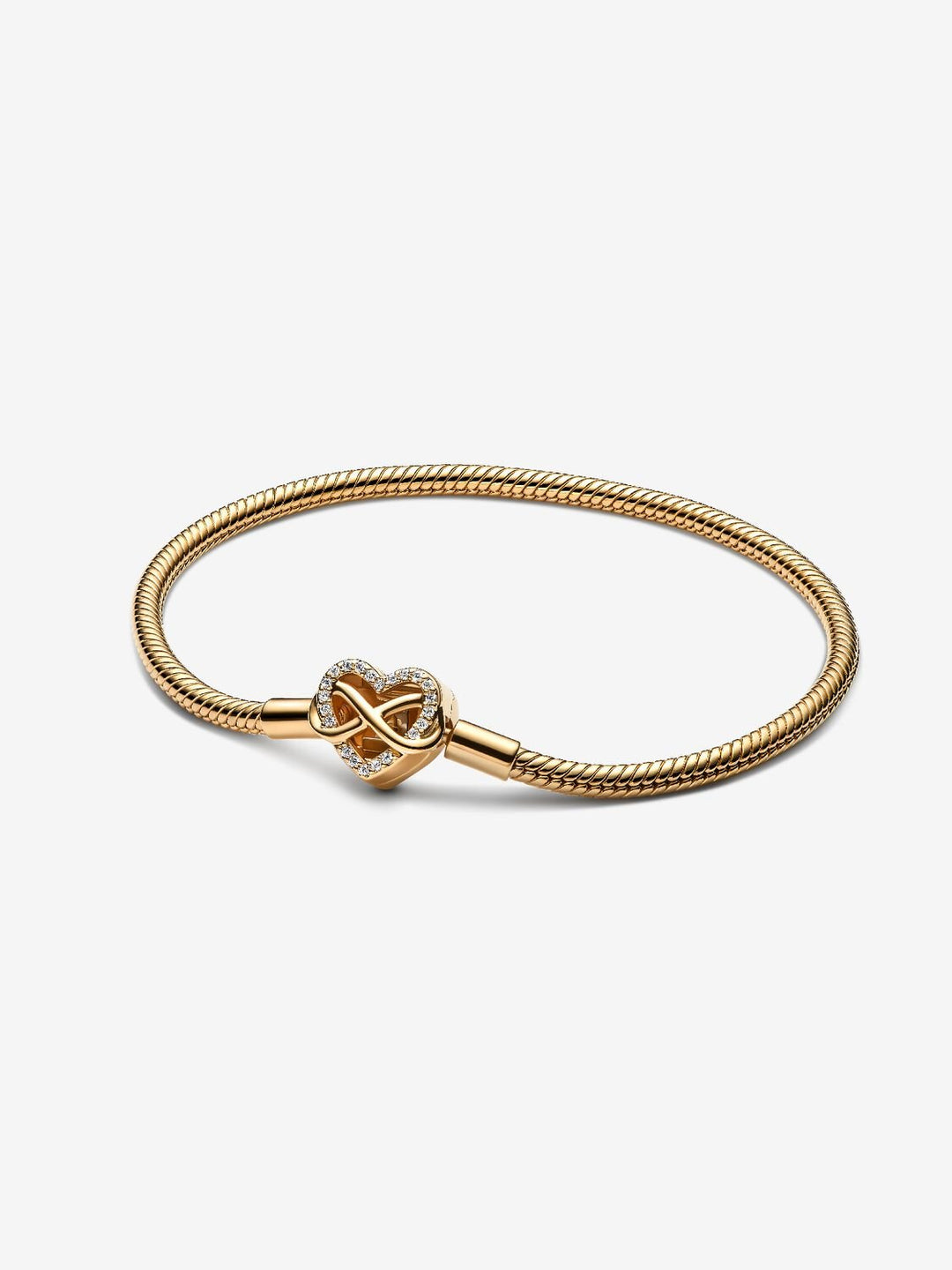 Pandora Sparkling Infinity Heart Clasp Snake Chain Bracelet, 7.5"