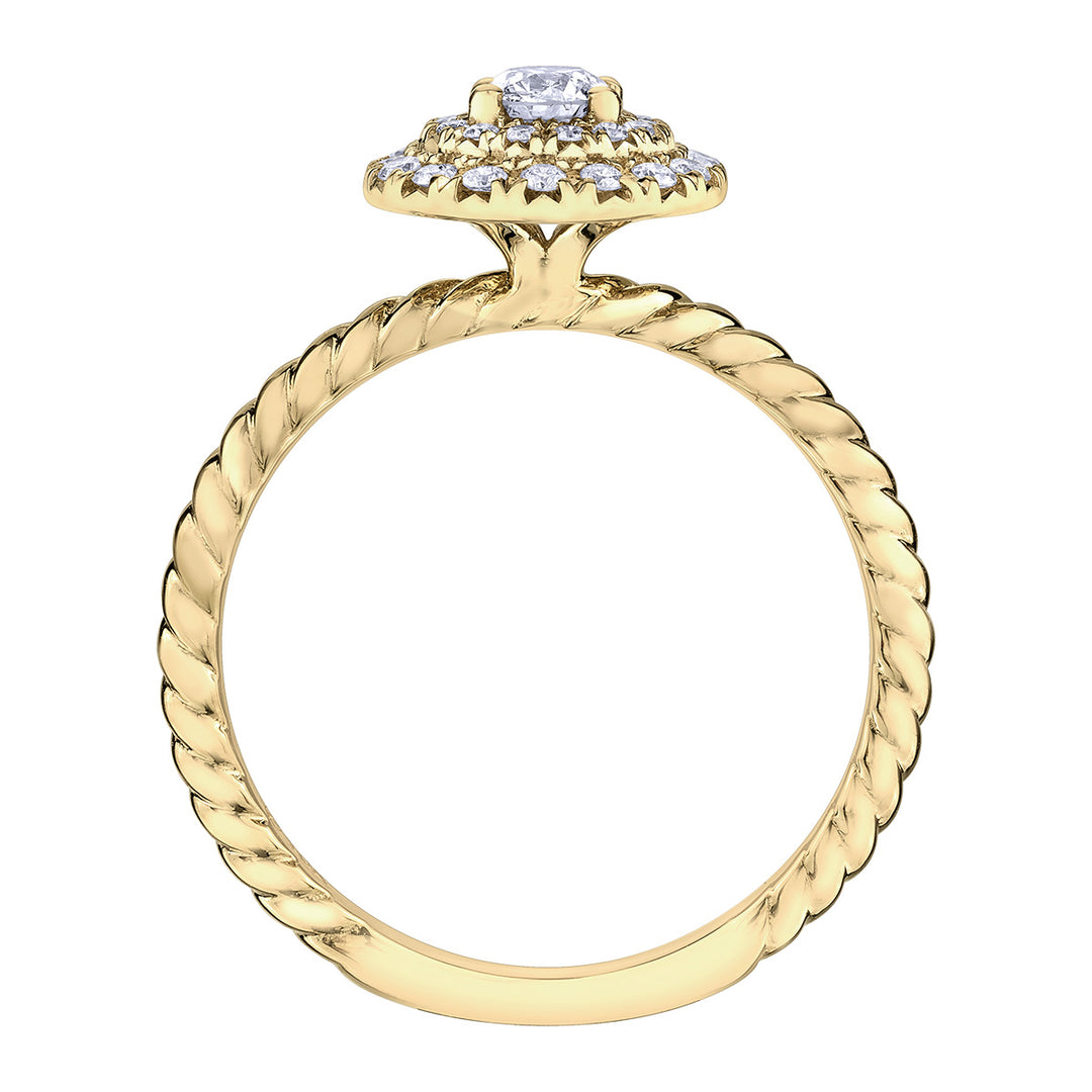 10 Karat Halo Engagement Ring, 0.18 CT Center