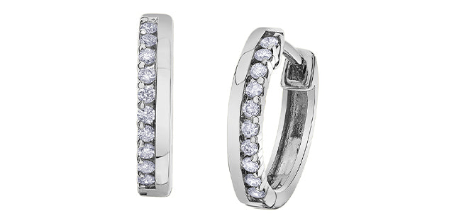 Diamond Days 10kt Yellow Gold Offset Diamond Hoops
