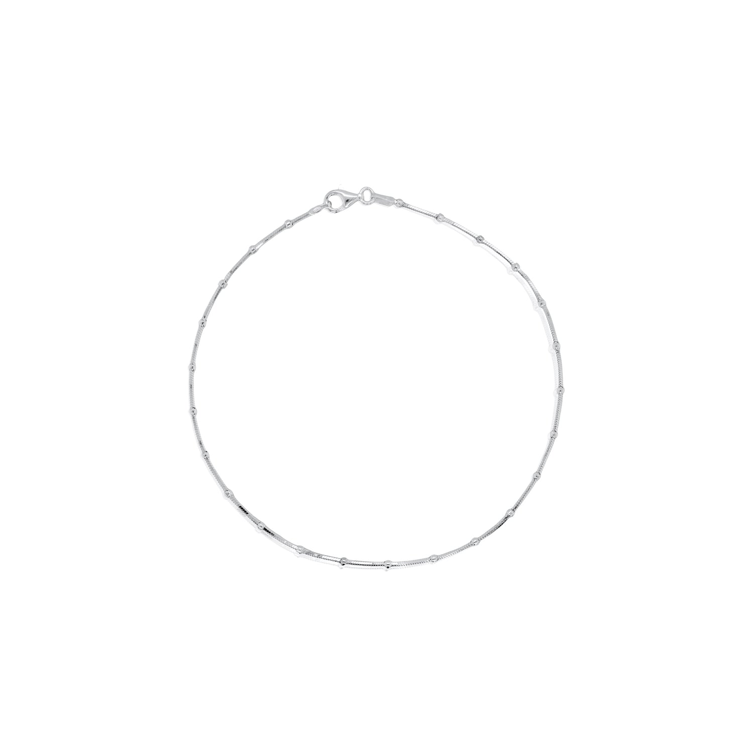 Sterling Silver Snake & 2.2mm Ball Link Anklet