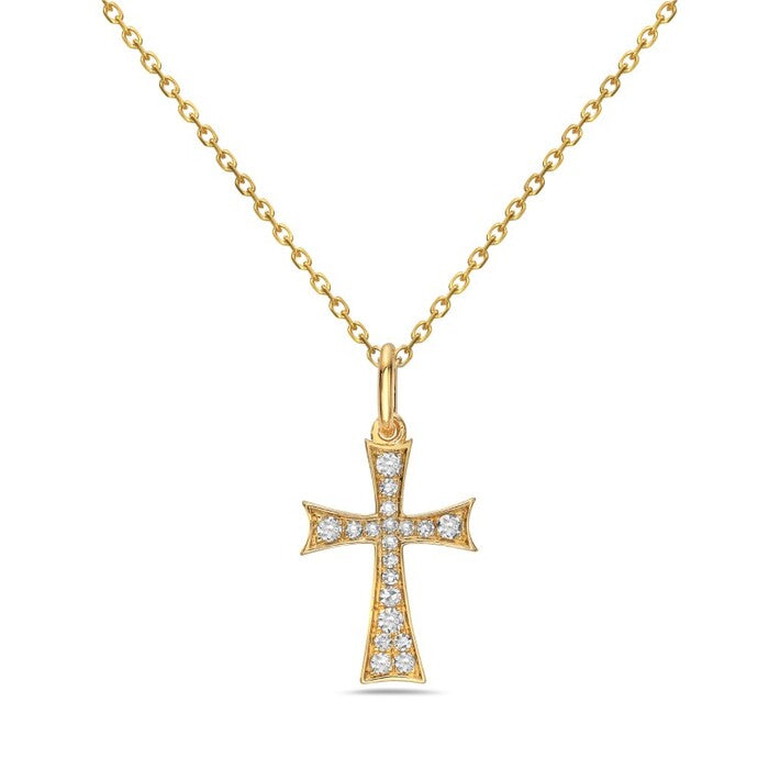 14K Gold Natural Diamond Cross Pendant