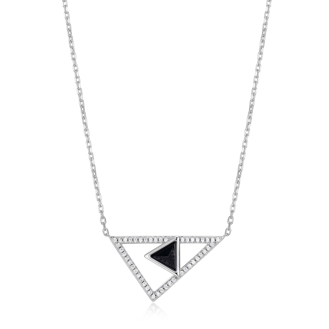 ELLE Sterling Silver "Spatial" Triangular Necklace - 20"