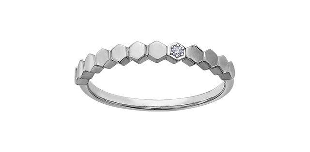 10K Stackable Honeycomb Ring, 0.015 TDW