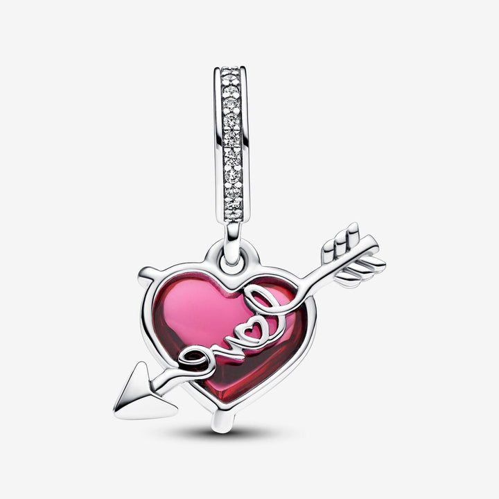 FINAL SALE - Pandora Red Heart & Arrow Murano Glass Dangle Charm