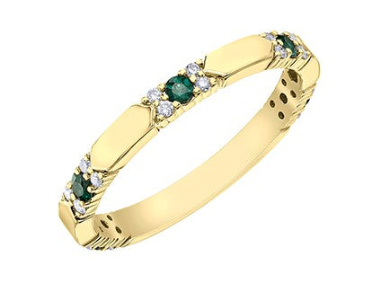 10k yellow gold emerald and di