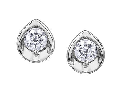 10K Tulip Design Diamond Stud Earrings