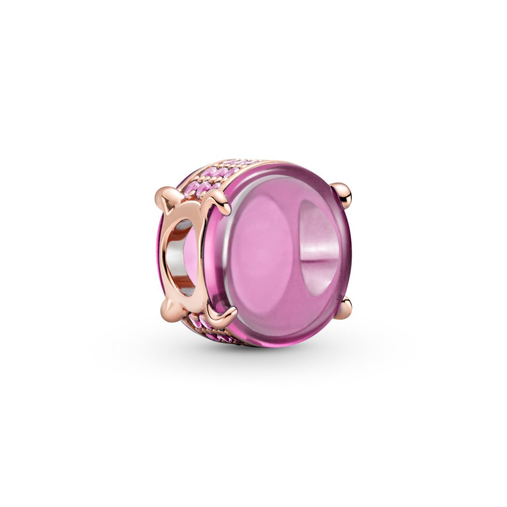 RETIRED- FINAL SALE- - Pandora Pink Oval Cabochon Moments Charm