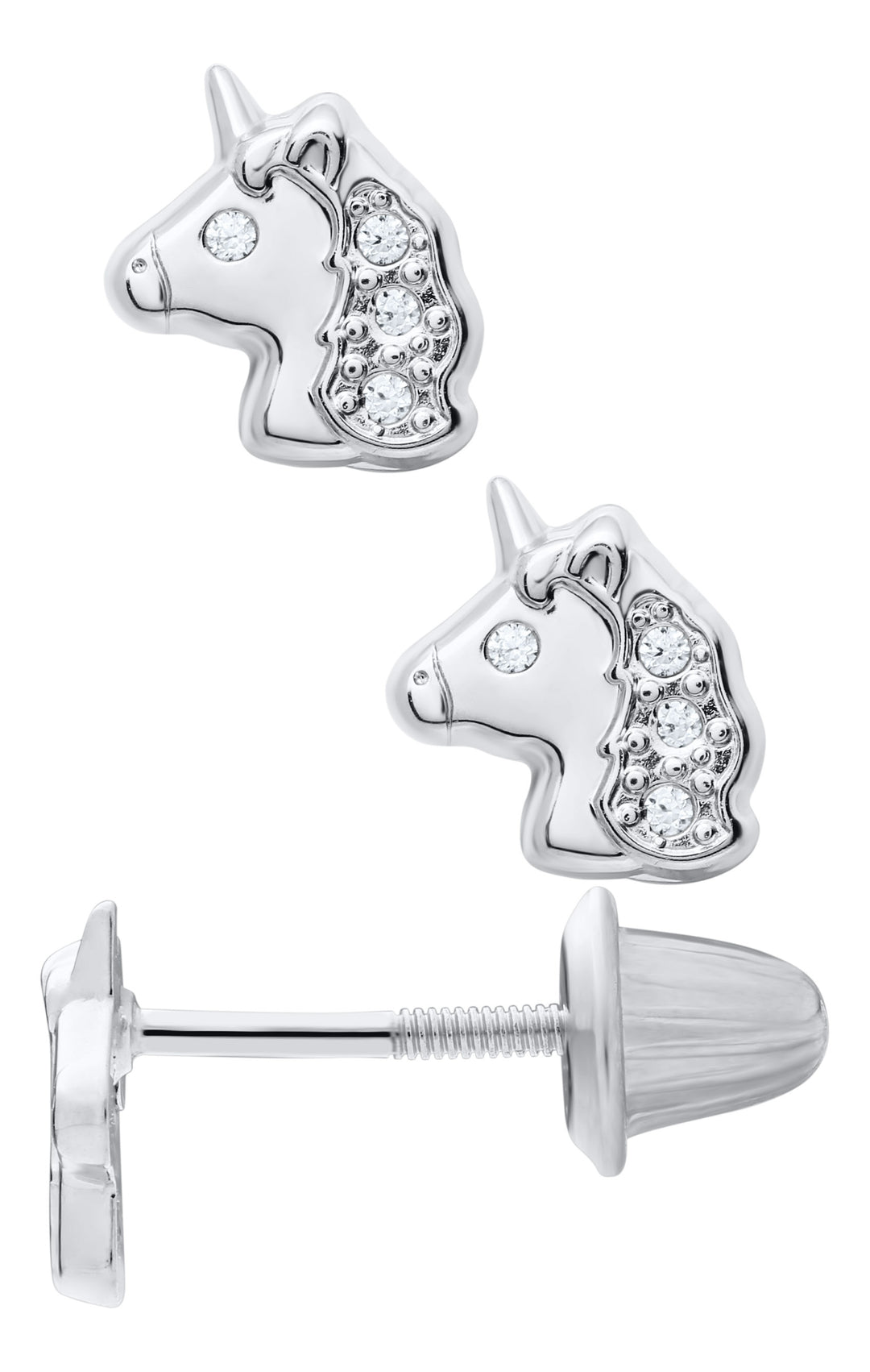 Sterling Silver Screw Back Unicorn Earrings