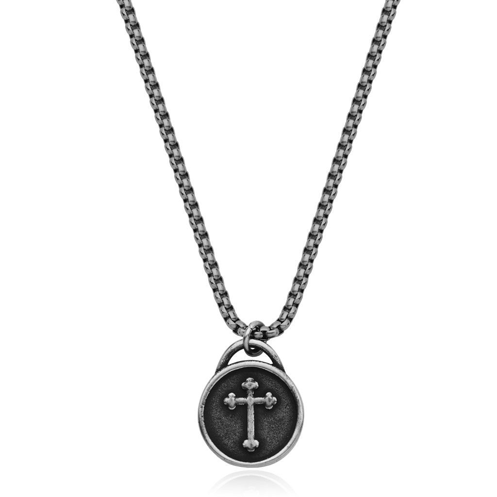 Steelx Round Cross Pendant on a 24" Chain