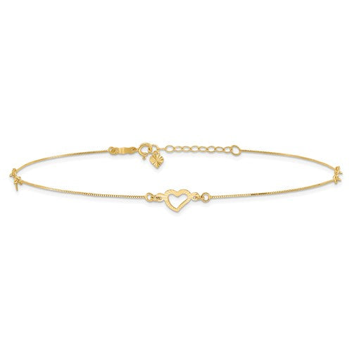 14K Heart Anklet