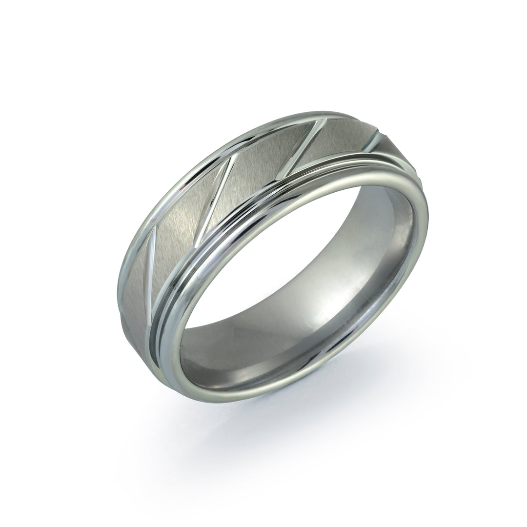 Italgem Steel Gunmetal Tungsten Ring, size 10